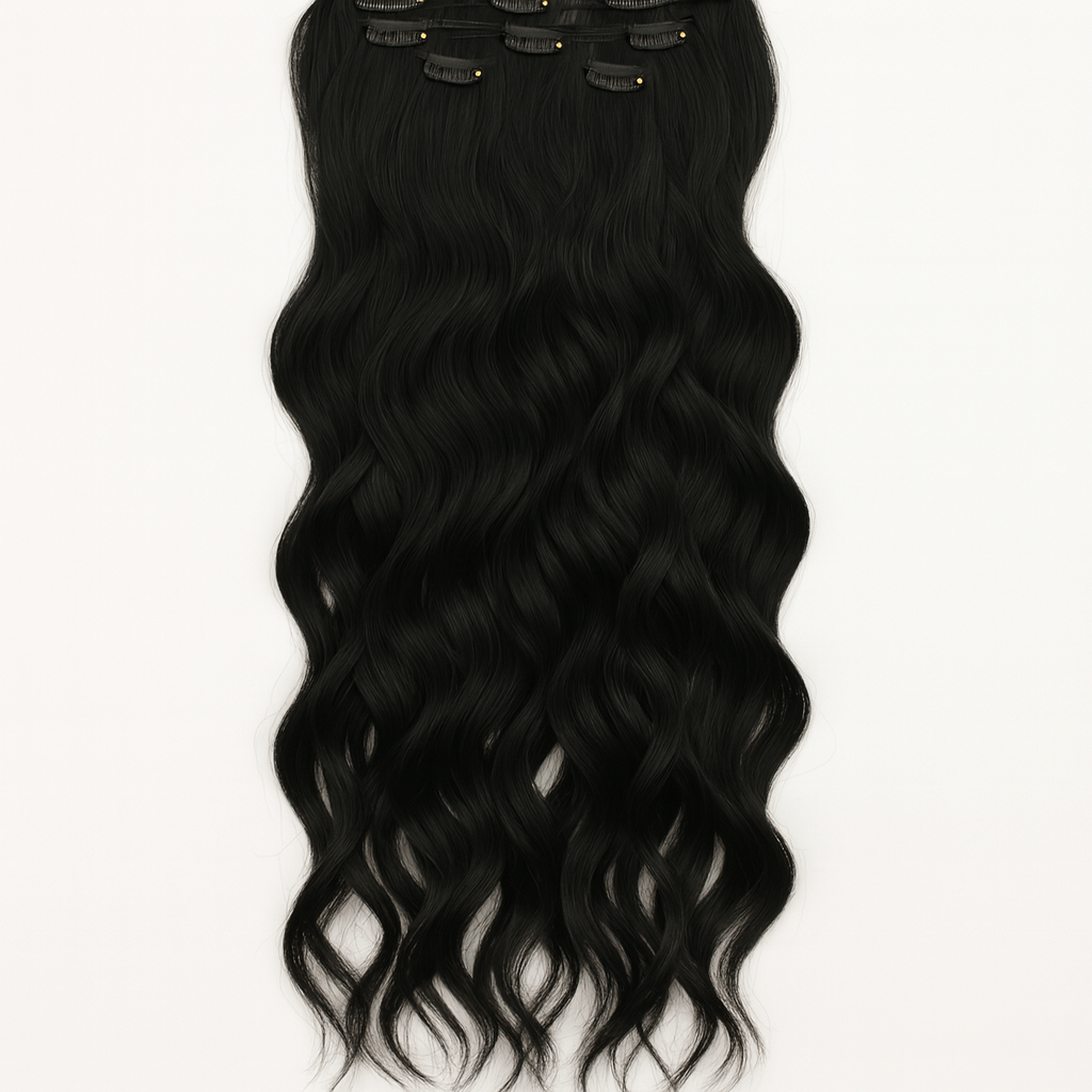 1 - Jet Black Remy Hair Invisible Clip In Hair Extensions Human Hair
