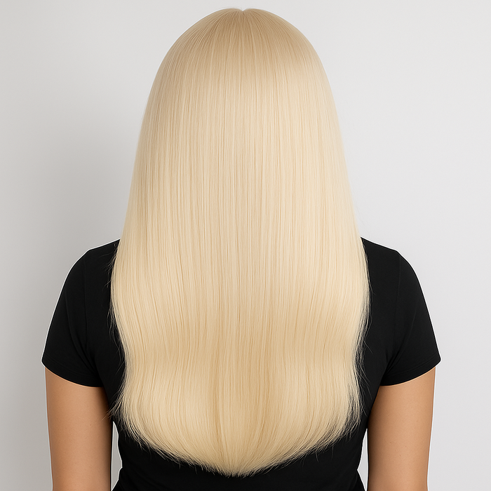#60-Platinum Blonde Remy Hair Invisible Clip-In Extensions