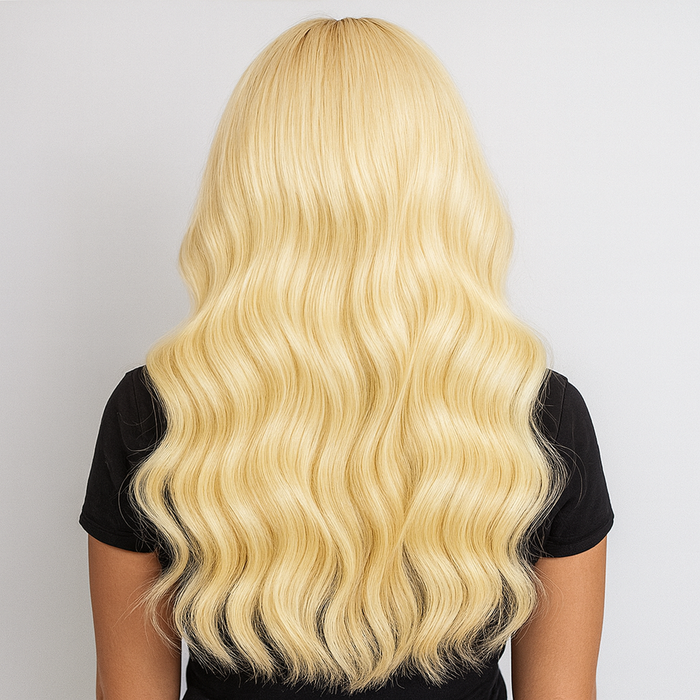 #613- Bleach Blonde Remy Hair Invisible Clip-In Extensions