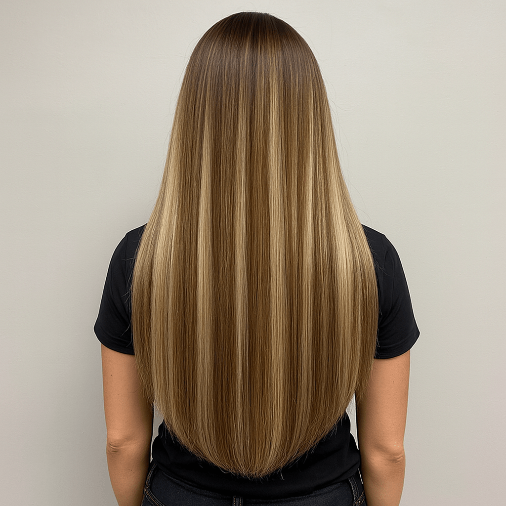 B6 - 6 - 60 - Chestnut Brown to Platinum Blonde Seamless Butterfly Weft Extensions