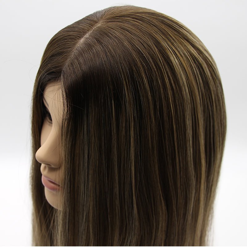 Caramel Blonde Balayage Silk Top Hair Wigs
