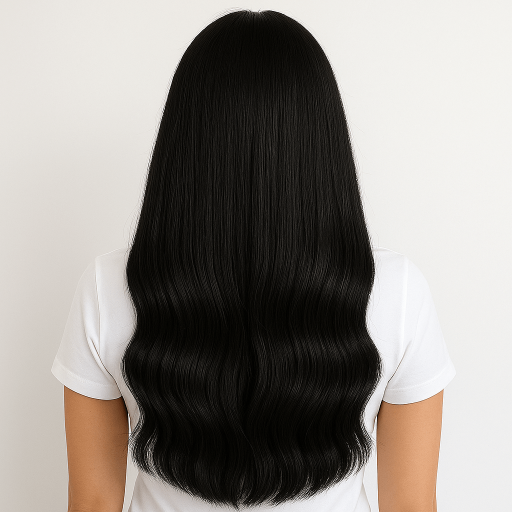 Jet Black Seamless Butterfly Weft Extensions with Injection Tape