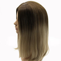 Long Layered Straight Shadow Blonde Silk Top Jewish Wig