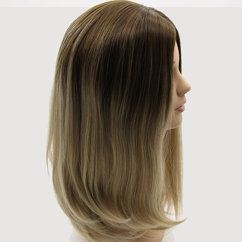 Long Layered Straight Shadow Blonde Silk Top Jewish Wig