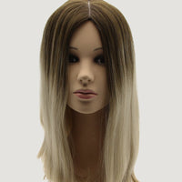 Long Layered Straight Shadow Blonde Silk Top Jewish Wig