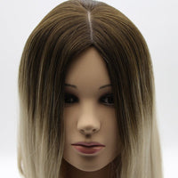 Long Layered Straight Shadow Blonde Silk Top Jewish Wig