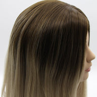 Long Layered Straight Shadow Blonde Silk Top Jewish Wig