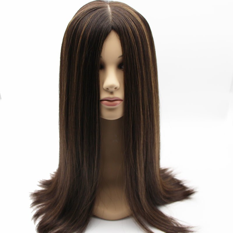 Midnight with Mocha Highlights Long Preminum Human Hair Wig