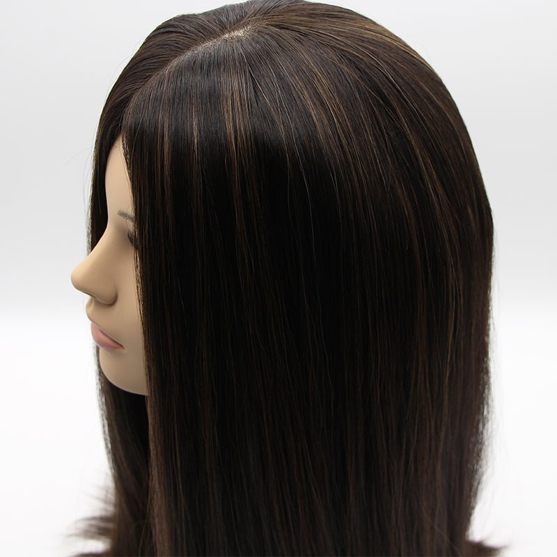 Midnight with Mocha Highlights Long Preminum Human Hair Wig