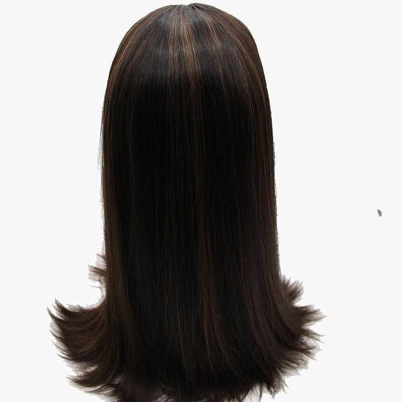 Midnight with Mocha Highlights Long Preminum Human Hair Wig
