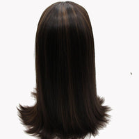 Midnight with Mocha Highlights Long Preminum Human Hair Wig