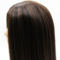 Midnight with Mocha Highlights Long Preminum Human Hair Wig