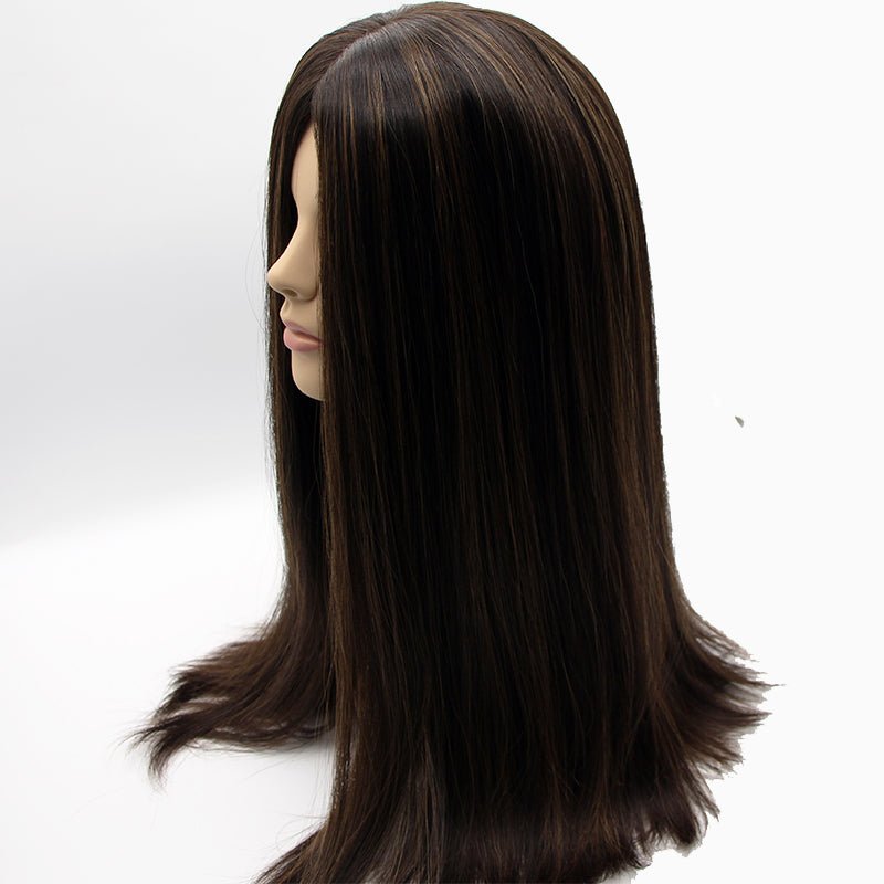 Midnight with Mocha Highlights Long Preminum Human Hair Wig