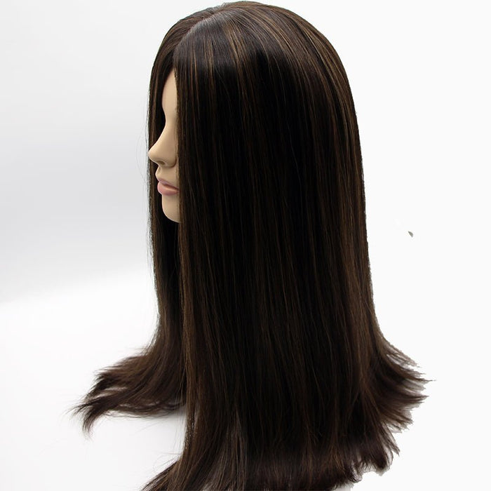 Midnight with Mocha Highlights Long Preminum Human Hair Wig