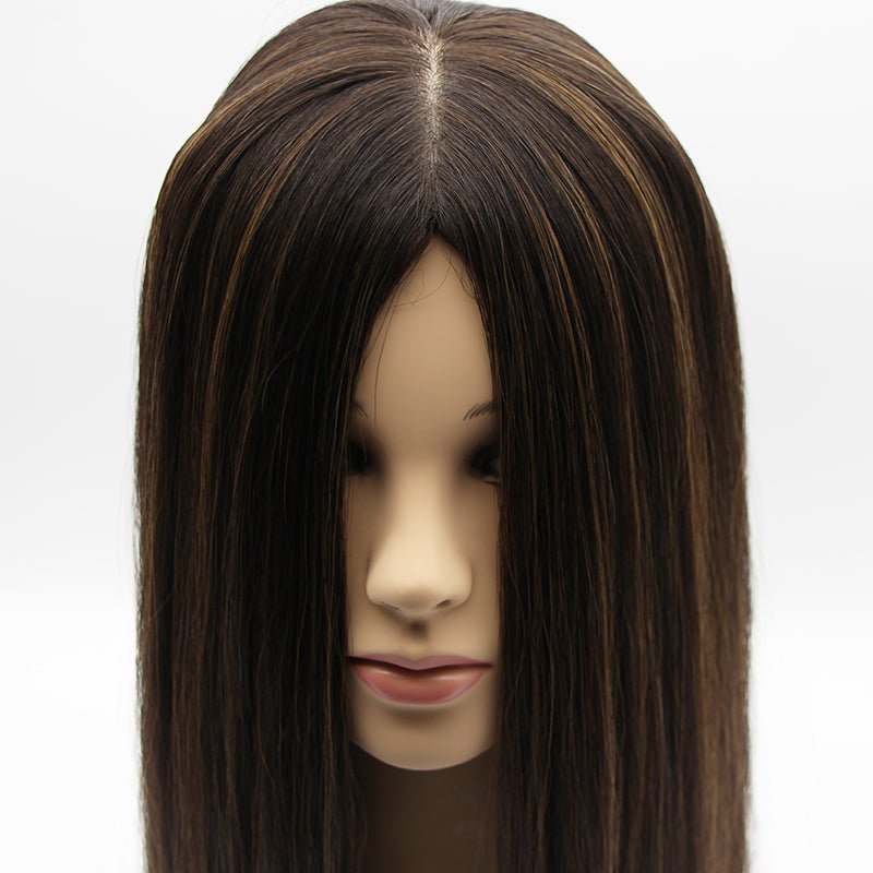 Midnight with Mocha Highlights Long Preminum Human Hair Wig
